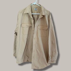 L.L. Bean Men's Beige Casual Button Down Shirt